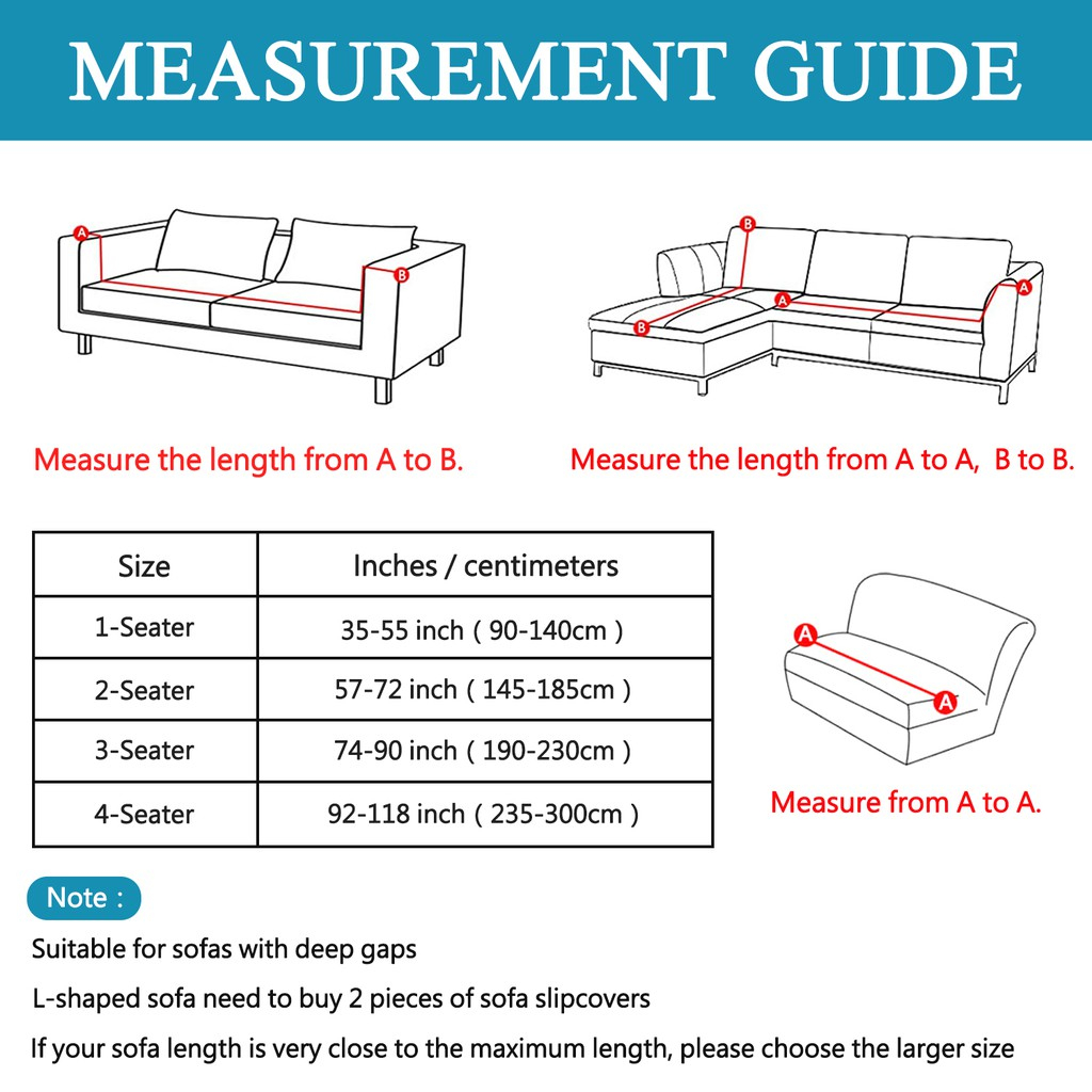 1 2 3 4 Seater Sofa Cover L Shape Set Couch Stretchable Seat For Solid ... with regard to How To Measure A Sofa Delivery Path