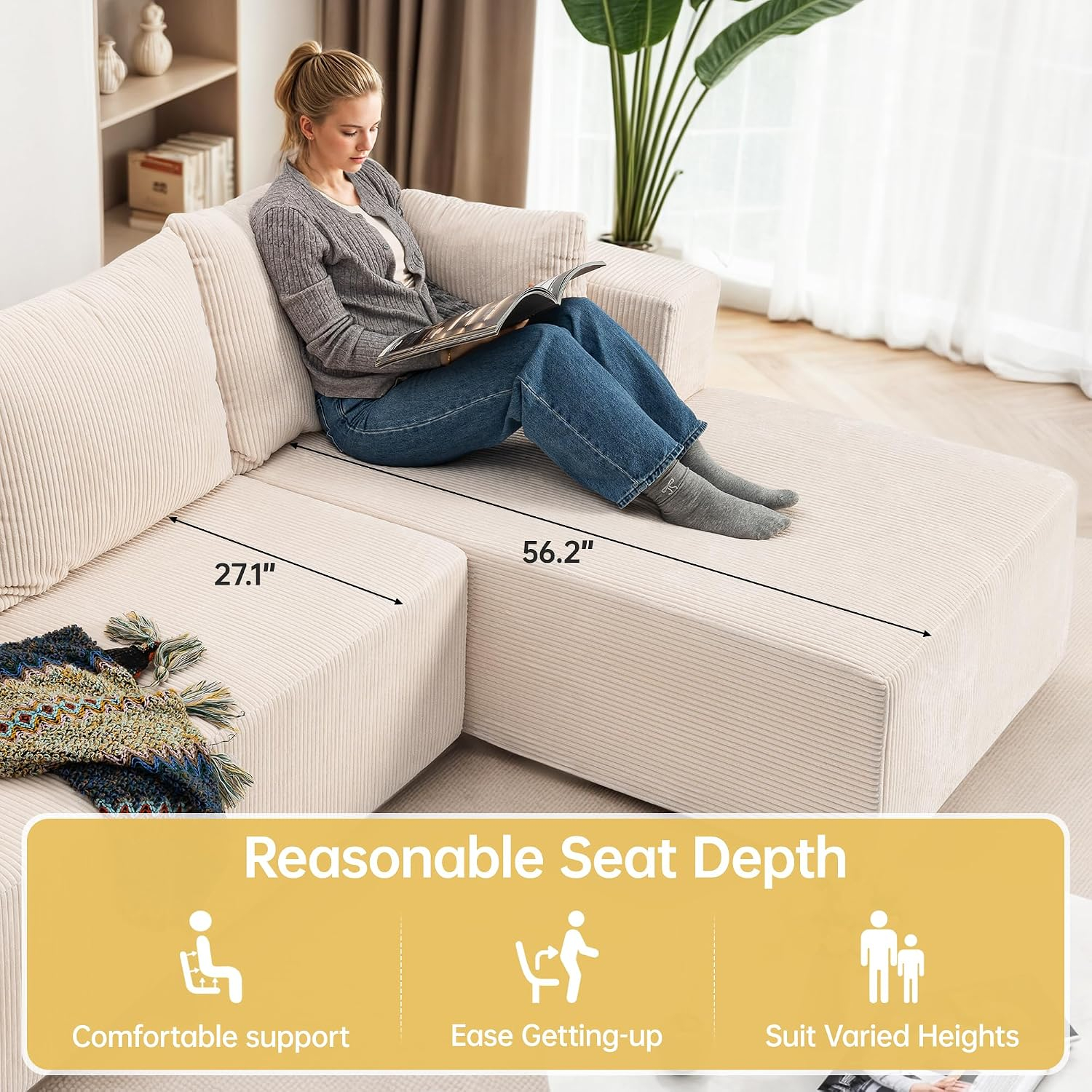 Airynee 101" Modular Sectional Sofa Instruction Manual intended for How Deep Should A Sofa Be